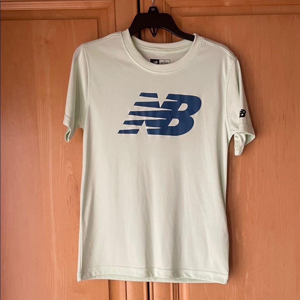 New Balance Boys Mint Green Tee with Navy Logo